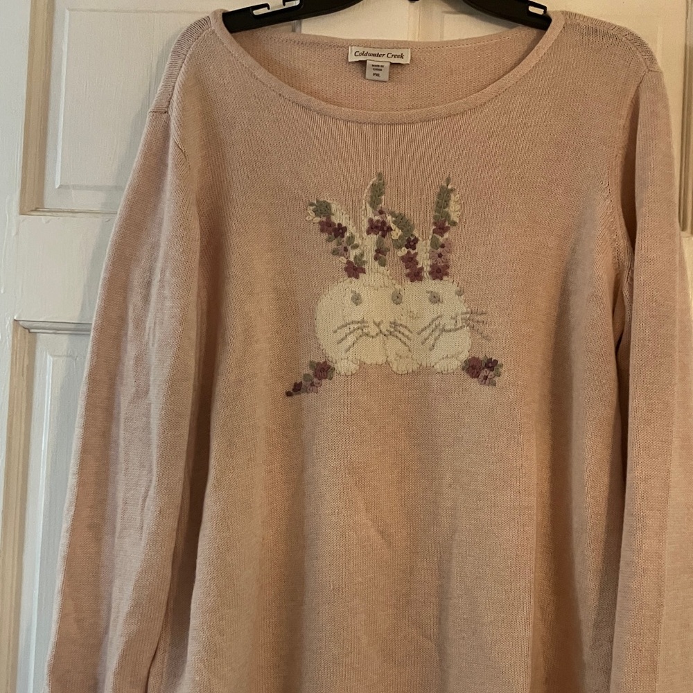 Coldwater Creek Pink Bunny Sweater
